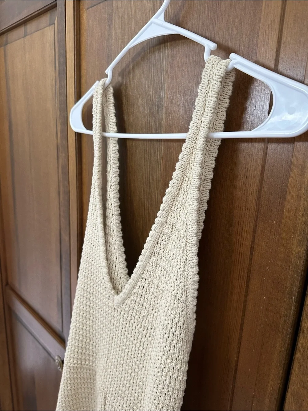 Free People Crochet Knit Romper - Cream Sleeveless V-Neck